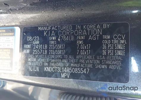 2024 Kia Niro Ev Wave from USA, damaged, VIN KNDCT3L14R5085547